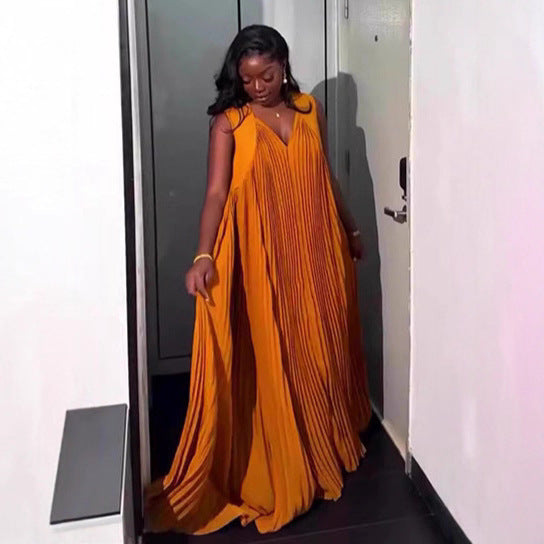 Fashion Casual Women's Loose Pleated Flare Dress