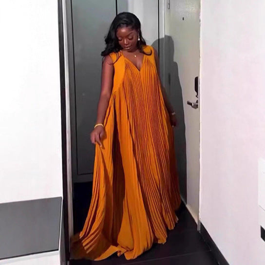 Fashion Casual Women's Loose Pleated Flare Dress