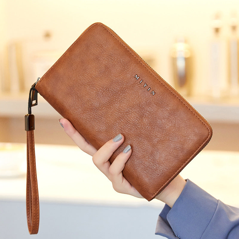 Anti-theft Swiping Retro Oil Wax Skin Large-capacity Handbag