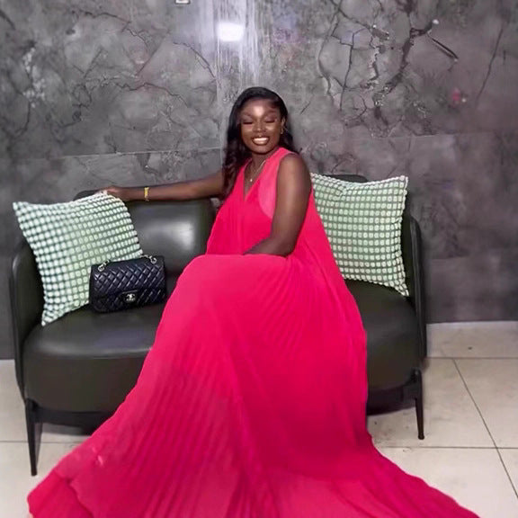 Fashion Casual Women's Loose Pleated Flare Dress