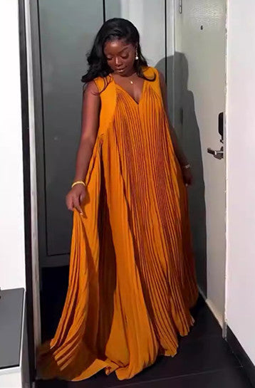 Fashion Casual Women's Loose Pleated Flare Dress