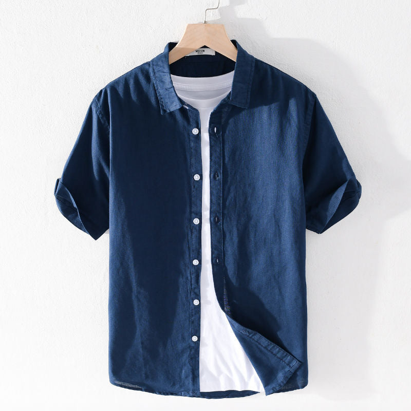 Summer Short Sleeve Linen Shirt For Men